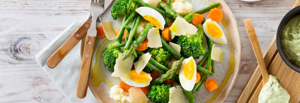 Salade van gestoomde groenten